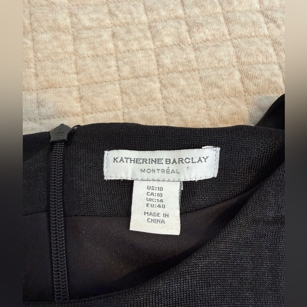 Katherine Barclay Womens Black Textured Mini Gathered Waist Dress Sz 10 - Picture 3 of 5